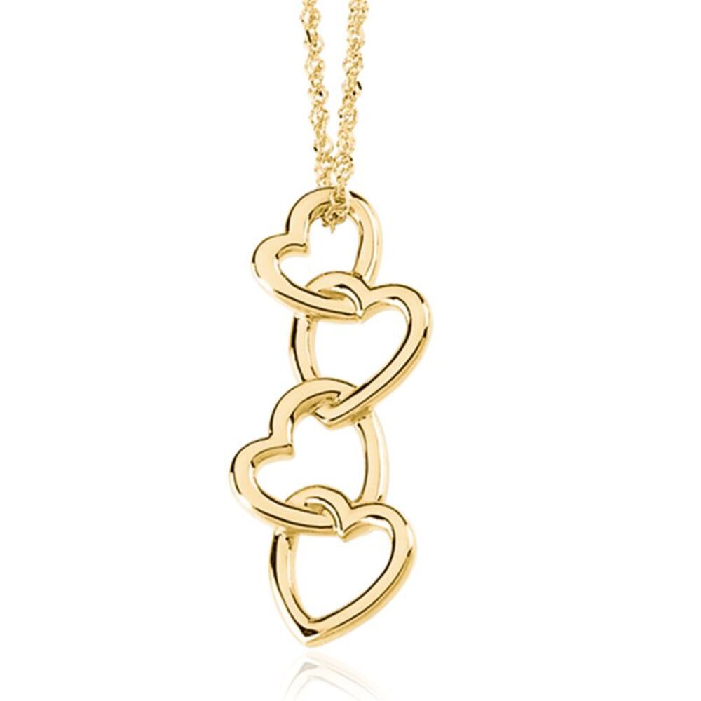 14k Yellow Gold Four Heart Pendant